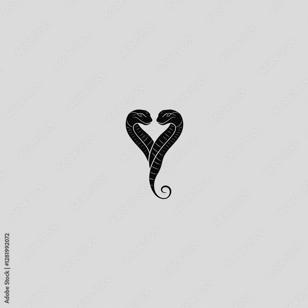 Obraz premium Two Snakes Forming a Heart Shape Design