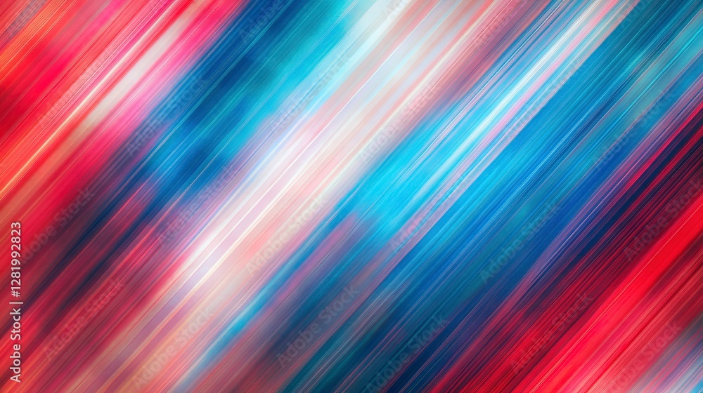 Obraz premium Vibrant abstract pattern with bold blue and red hues, softly glowing and blurred for a futuristic and energetic effect