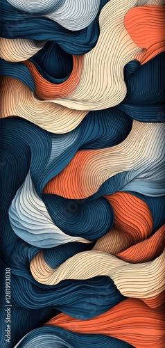 Origamiinspired abstract Japanese wave pattern, blending traditional folding techniques with fluid motion photo