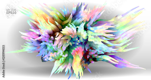 Colorful abstract texture created with Gradient flow and 3D structure imitate the movement of liquid or wind. Vibrant colors, volumetric waves and digital noise create a sense of depth and dynamics. I