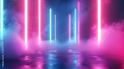Wallpaper Mural Vivid neon abstract gradient with bold pink and blue hues, glowing softly with a futuristic, vibrant feel Torontodigital.ca