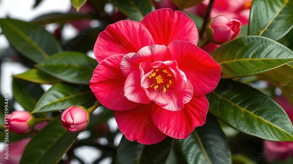 Obraz premium Camellia euryoides var euryoides: A Pristine Flowering Beauty