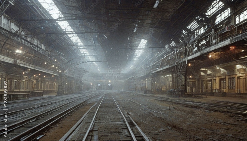 Fototapeta premium railway in sci-fi movie