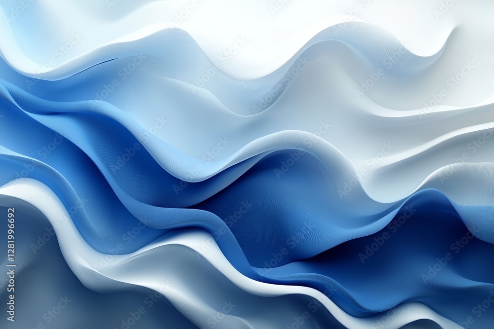 Fototapeta premium Abstract Blue and White Gradient Background with Smooth Waves and Light Effects
