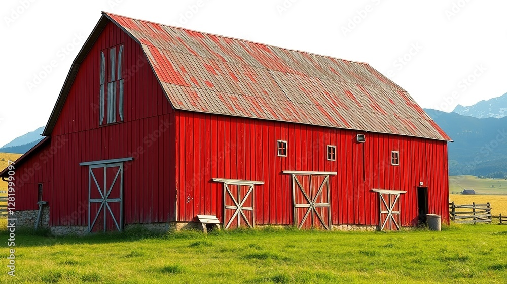 Tranquil Mountainside Haven: Historic Red Barn Nestled Amidst Majestic Peaks Tranquil Mountainside Haven: Historic Red Barn Nestled Amidst Majestic Peaks
