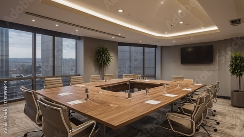 modern dining room with table