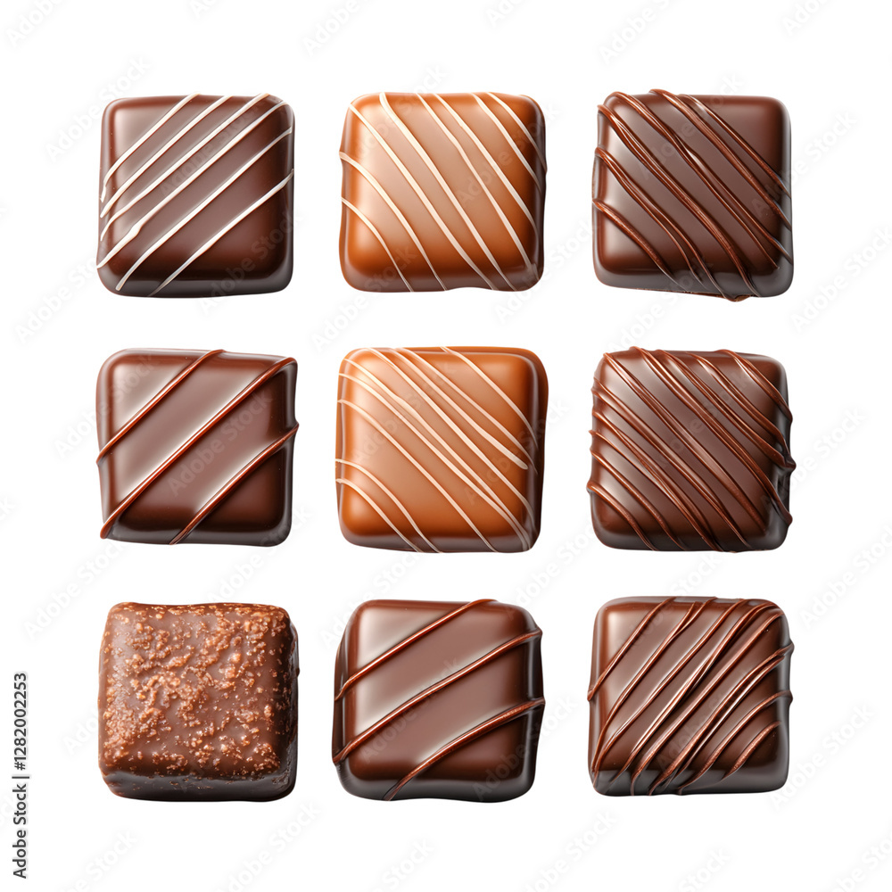 Caramel Squares Collection of Chocolates Isolated on Transparent Background Caramel Squares Collection of Chocolates Isolated on Transparent Background