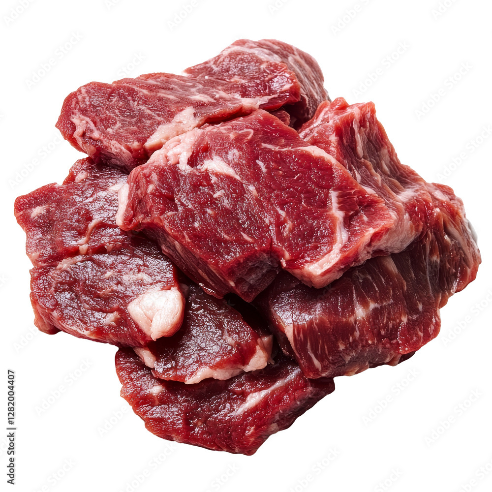 Obraz premium Fresh, raw fat tail meat pieces displayed on a clean surface for culinary use in meal preparation, fat tail raw pulp meat png