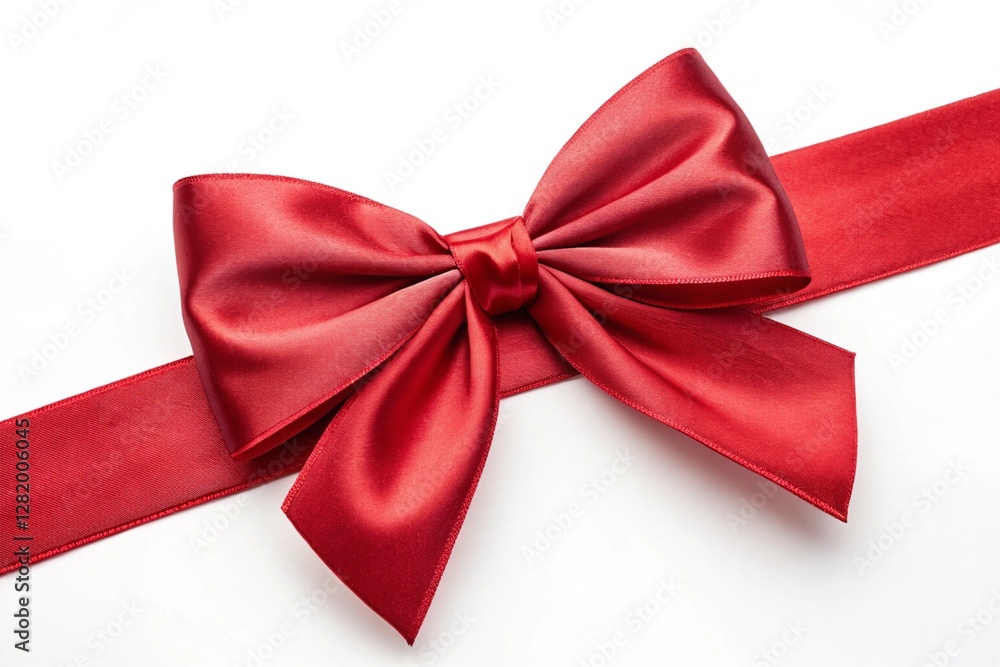 Elegant red satin bow with glossy ribbon, creating a festive and refined decoration perfect for gifts or holiday celebrations Elegant red satin bow with glossy ribbon, creating a festive and refined decoration perfect for gifts or holiday celebrations