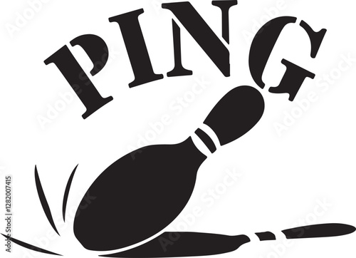 bowling ball and pins silhouette of vector art of illustration