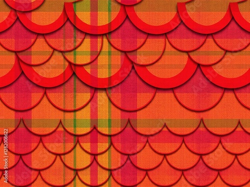 Alluring Plaid Fish Scales Fabric with Vibrant Patterns