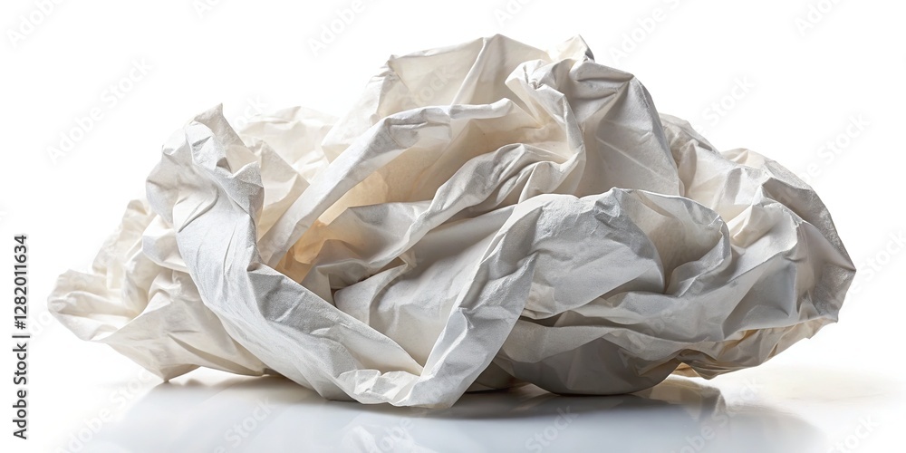Crumpled white paper bag, close-up view. Crumpled white paper bag, close-up view.