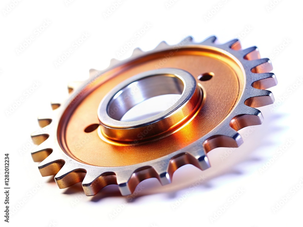 Detail shot of a sprocket, white backdrop, tilt-shift effect. Detail shot of a sprocket, white backdrop, tilt-shift effect.