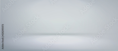 White grey studio room. Limbo light background. Abstract 3d gradient backdrop for product presentation. Minimal wall scene spotlight. Showcase, promotion display. Vector stage mockup illustration