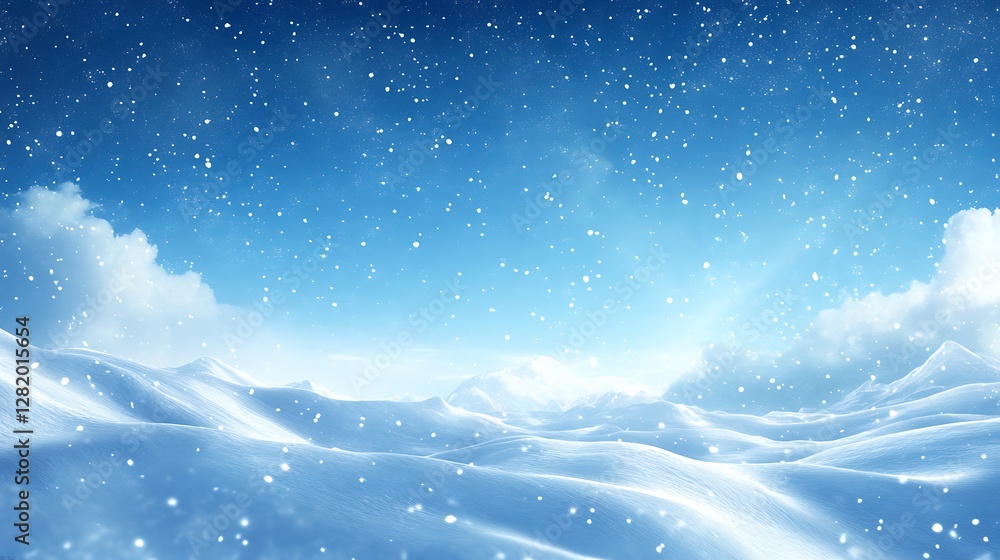 Fototapeta premium Snowy winter landscape, serene scene