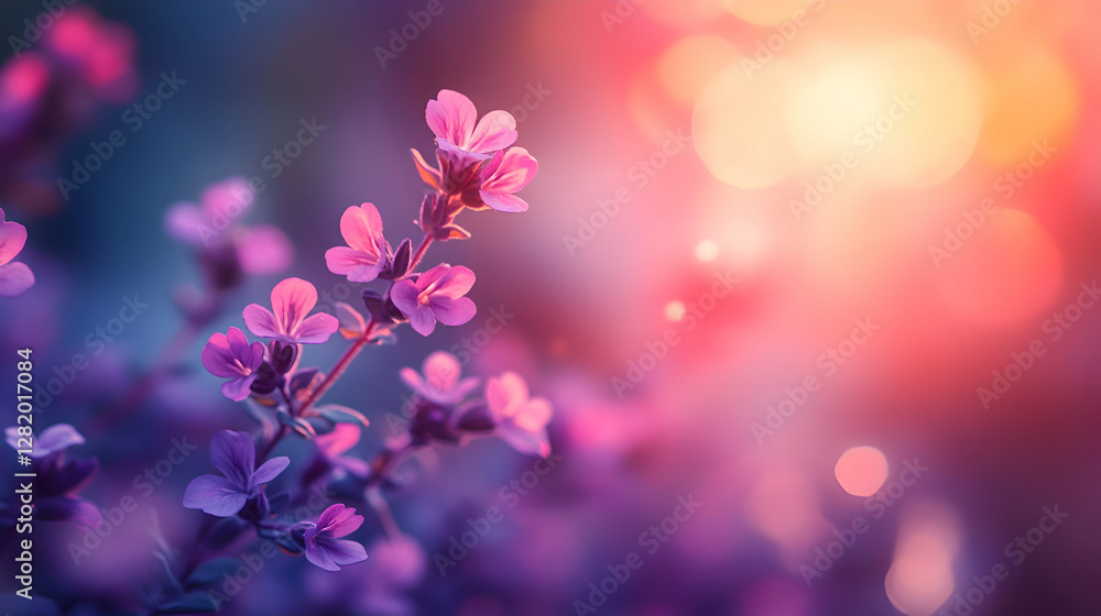 A close-up of creeping thyme blooms, focusing on their delicate details and vibrant purple hue A close-up of creeping thyme blooms, focusing on their delicate details and vibrant purple hue