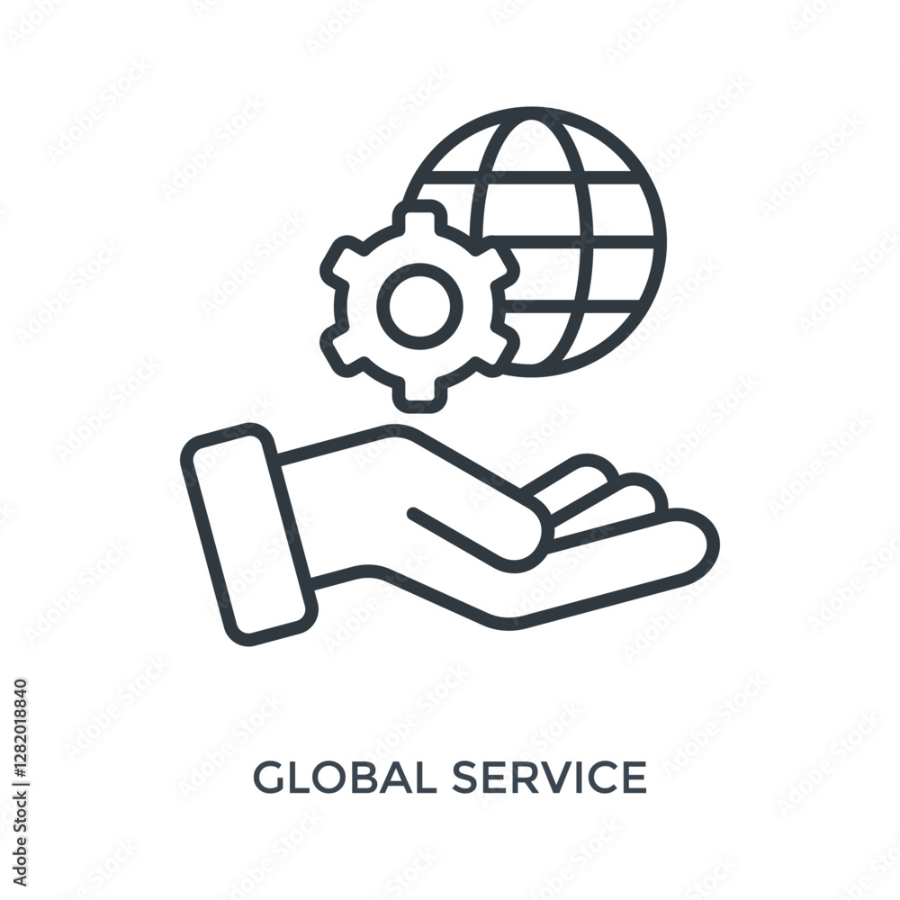 Global Service Icon Lineal Style. Vector Illustration Graphic Design Global Service Icon Lineal Style. Vector Illustration Graphic Design