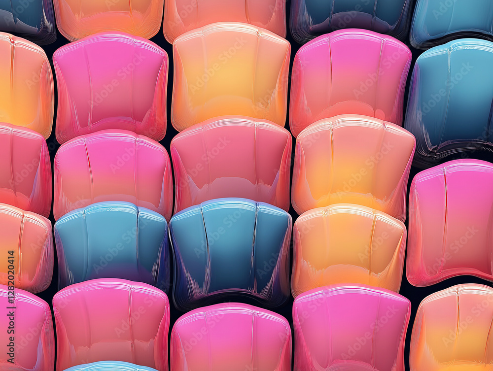 Obraz premium Bright colors rounded glossy soft geometric pads flaky background