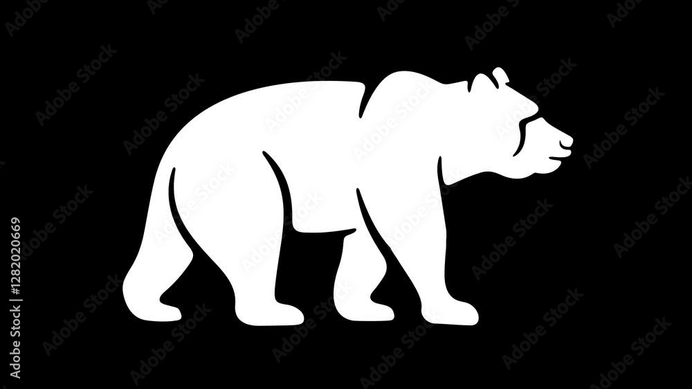 Bear, grizzly and kodiak, animal and nature, graphic animation. White. Transparent background motion design. 4K resolution Bear, grizzly and kodiak, animal and nature, graphic animation. White. Transparent background motion design. 4K resolution