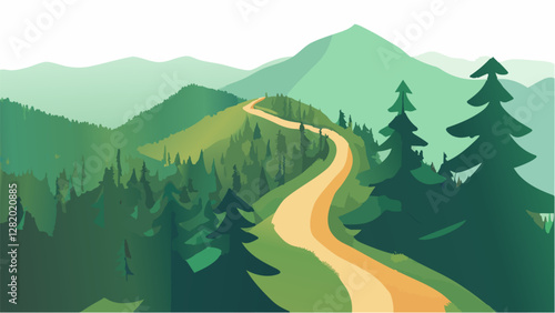 Hiking the Appalachian Trail in Isometric View