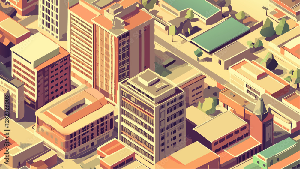 Johannesburg Cityscape in Isometric View Johannesburg Cityscape in Isometric View