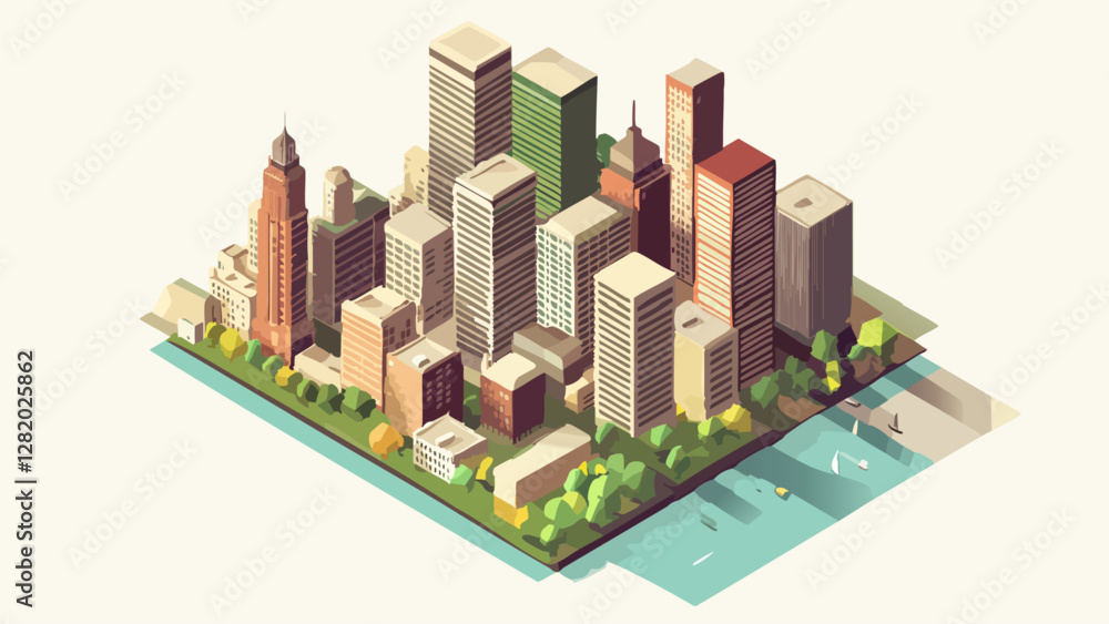 The Heart of Boston in Isometric Style The Heart of Boston in Isometric Style