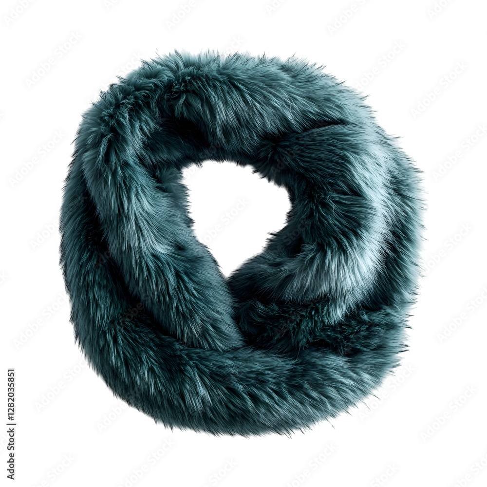 Faux Fur Scarf in Teal Isolated on Transparent Background Faux Fur Scarf in Teal Isolated on Transparent Background