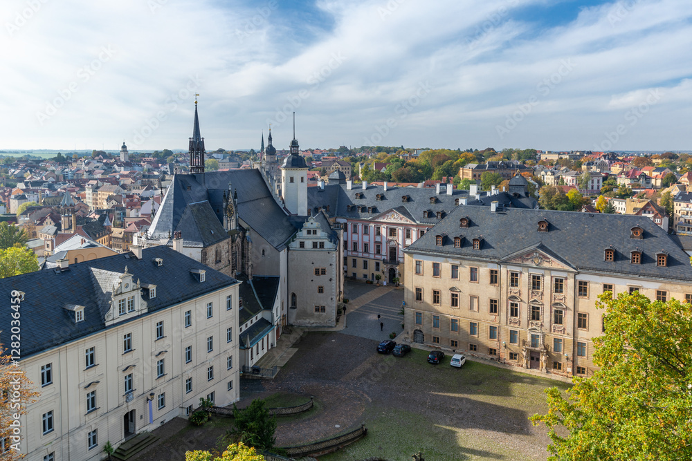 Aerial view of the Altenburg Castle, Saxony, Germany