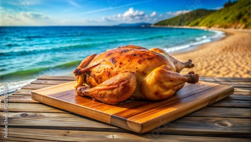 Fototapeta Naklejka Na Ścianę i Meble -  Grilled chicken food on the beach.