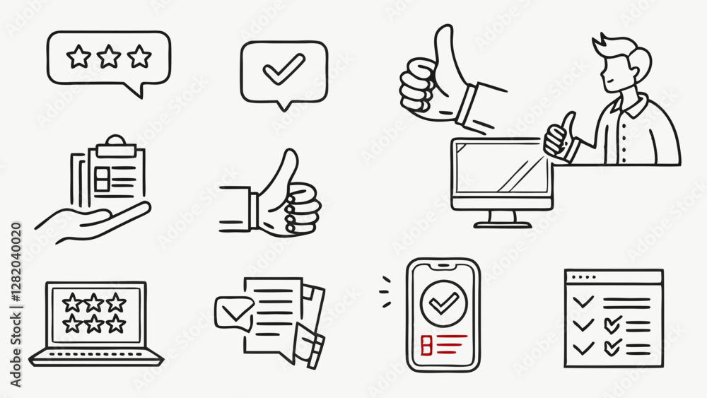 Fototapeta premium Thumb up and like gesture editable stroke outline icons set isolated on white background flat vector illustration. Pixel perfect. 64 x 64