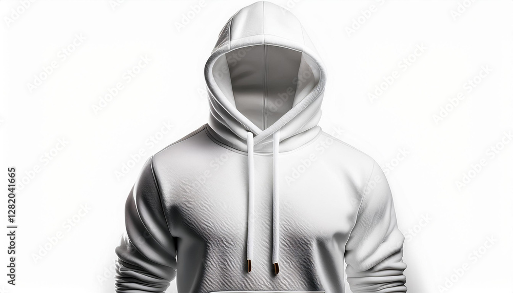 Obraz premium plain white oversized hoodie mockup isolated on a white background front view blank hoodie template with empty copy space for design and logo