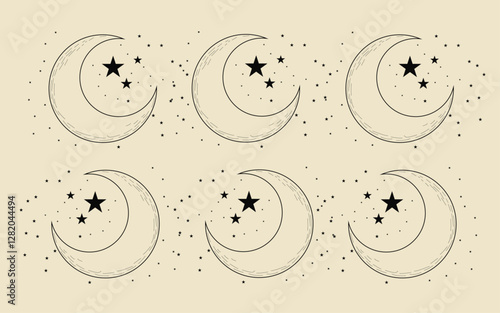 Ramazan Celestial Harmony: Moon & Stars Vector Art for a Blessed Holy Month