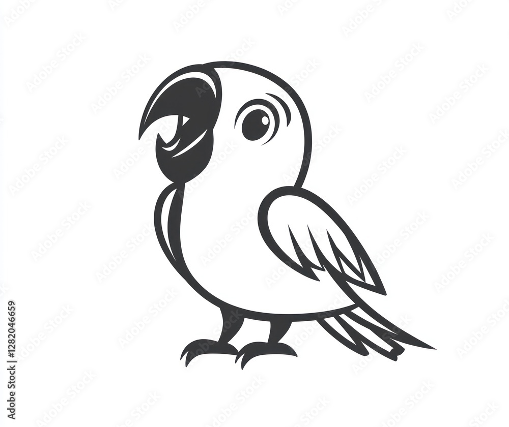 A Cute Cartoon Parrot Bird Illustration A Cute Cartoon Parrot Bird Illustration