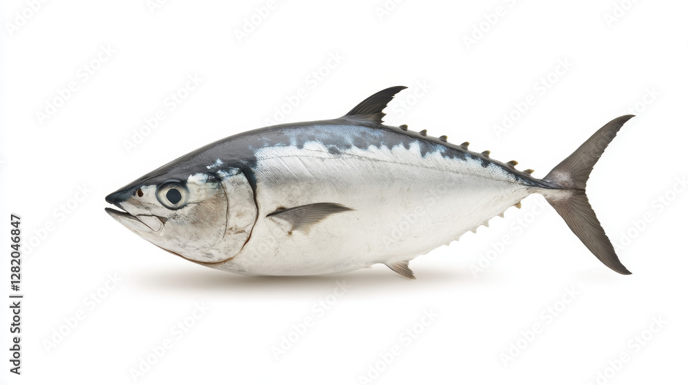 Fresh Bluefin Tuna Fish on White Background for Culinary Use Fresh Bluefin Tuna Fish on White Background for Culinary Use