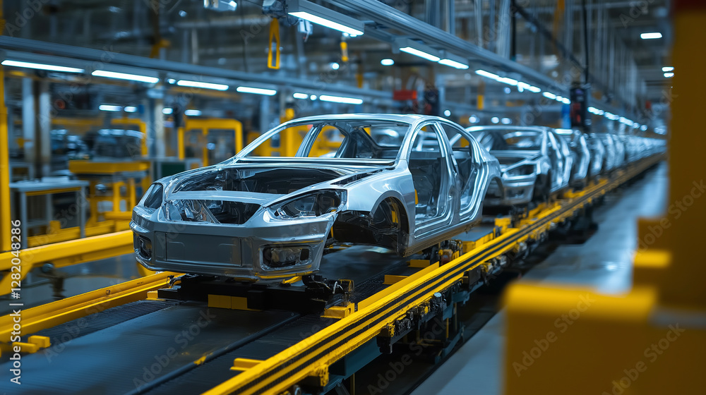 A car production conveyor at a large automobile plant A car production conveyor at a large automobile plant