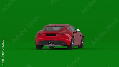 3D luxury car with green background with 360 degree rotation