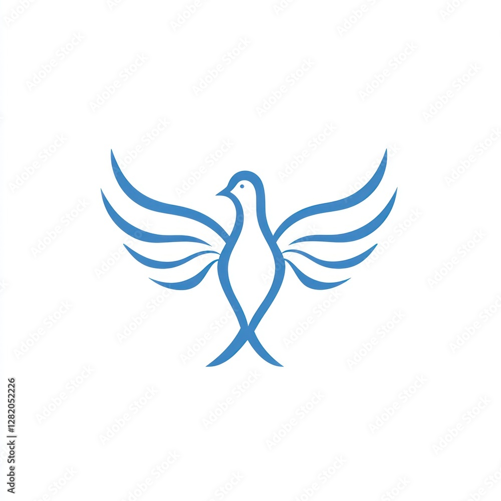 Stylized Blue Dove Design Represents Peace and Freedom Stylized Blue Dove Design Represents Peace and Freedom