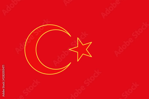 Flag of the Republic of Turkiye. Vector illustration. Glow effect concept

