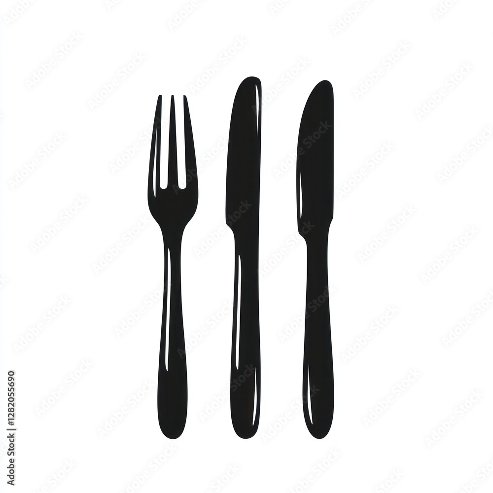 Black Fork Knife Cutlery Utensil Set Illustration Black Fork Knife Cutlery Utensil Set Illustration
