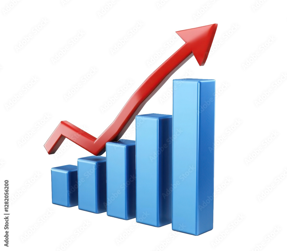 Growth graph up arrow chart isolated on transparent png background with illustration graphic icon profit. Success financial business marketing 3d concept. Rise market finance investment report target. Growth graph up arrow chart isolated on transparent png background with illustration graphic icon profit. Success financial business marketing 3d concept. Rise market finance investment report target.