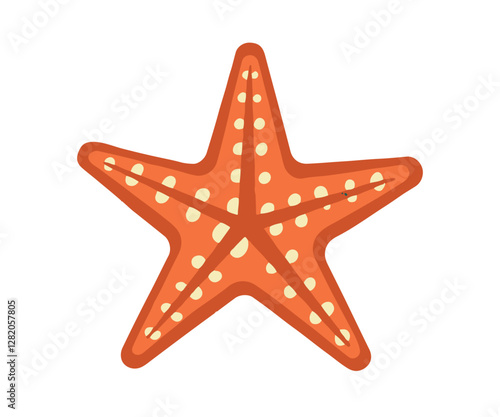 Red starfish in flat style for summer decoration of elements  isolated on a white background