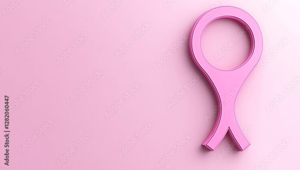 3D Pink Ribbon Symbol on Soft Pink Background
3D Pink Ribbon Symbol on Soft Pink Background