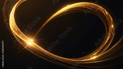 Minimalist abstract Naga spirit, flowing golden curves, glowing ethereal form, dark background, elegant and mystical design, Thai mythology-inspired, soft golden light reflection, high detail,