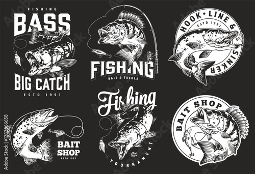 Fishing-inspired bass illustrations