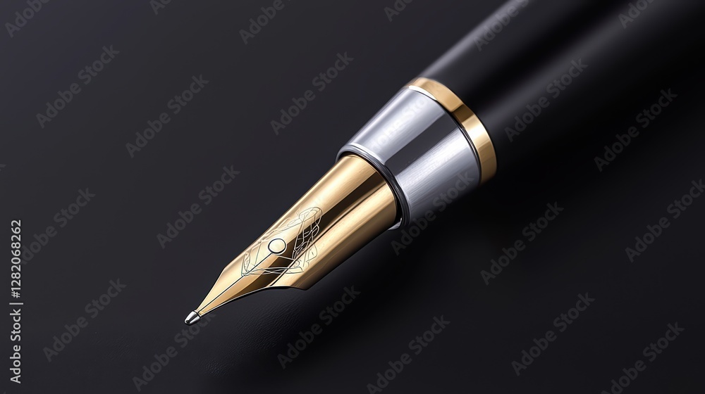 Closeup of Elegant Fountain Pen Ready for Signing Legal Contract Closeup of Elegant Fountain Pen Ready for Signing Legal Contract