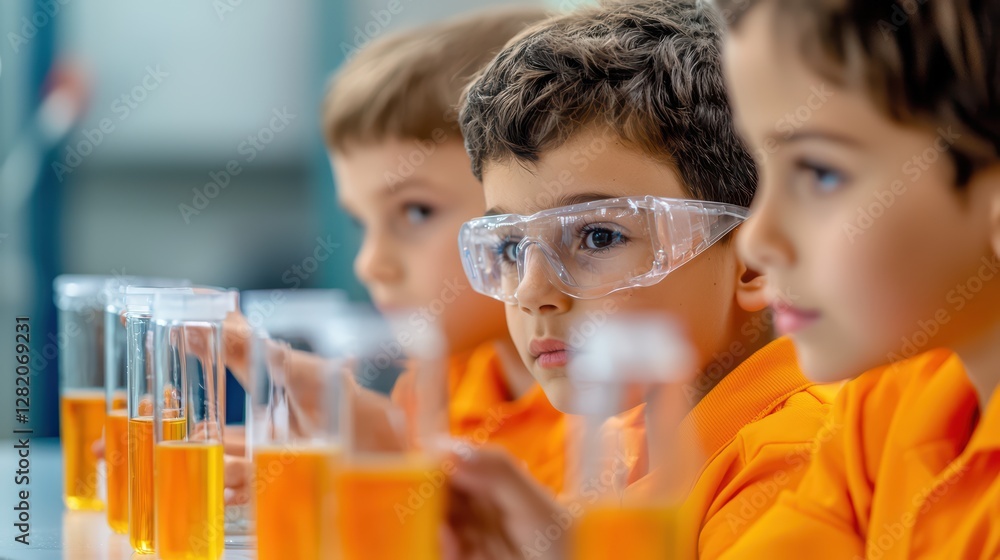 Young Students Engaged in Exciting Science Experiments in Lab Young Students Engaged in Exciting Science Experiments in Lab