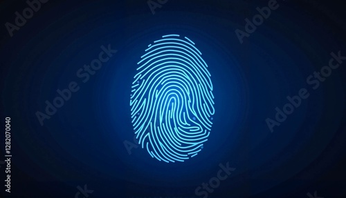 Wallpaper Mural Glowing fingerprint design on dark blue background Torontodigital.ca