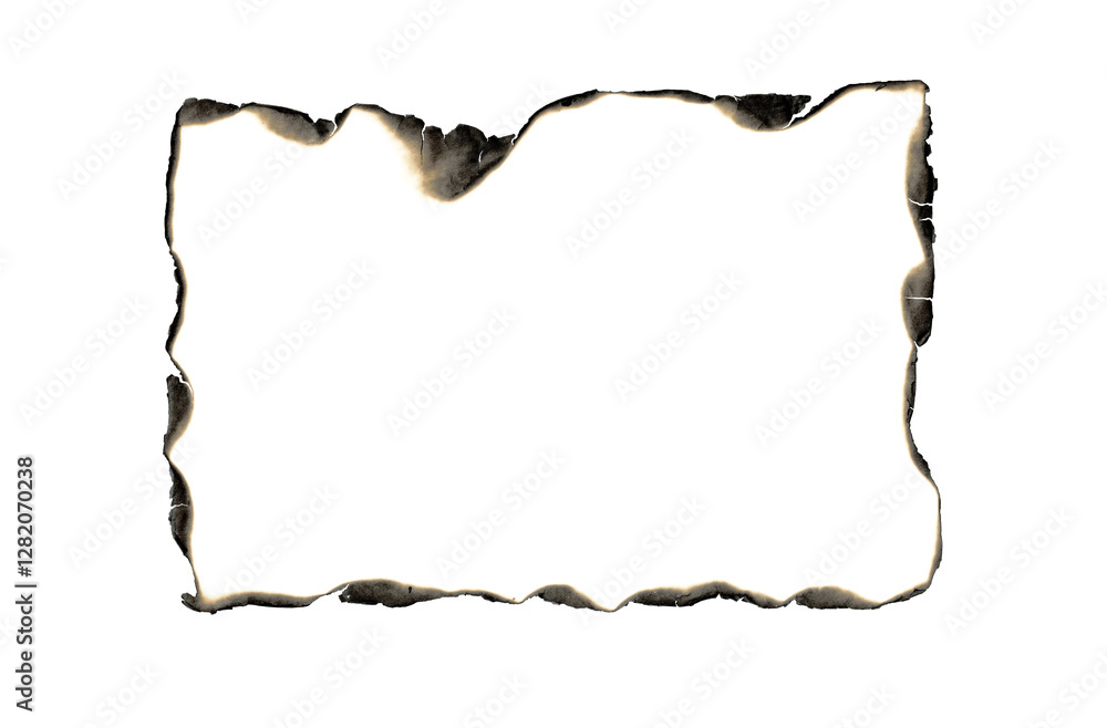 Fototapeta premium Burnt Paper Frame Transparent PNG – Aged, Vintage, Torn Edges