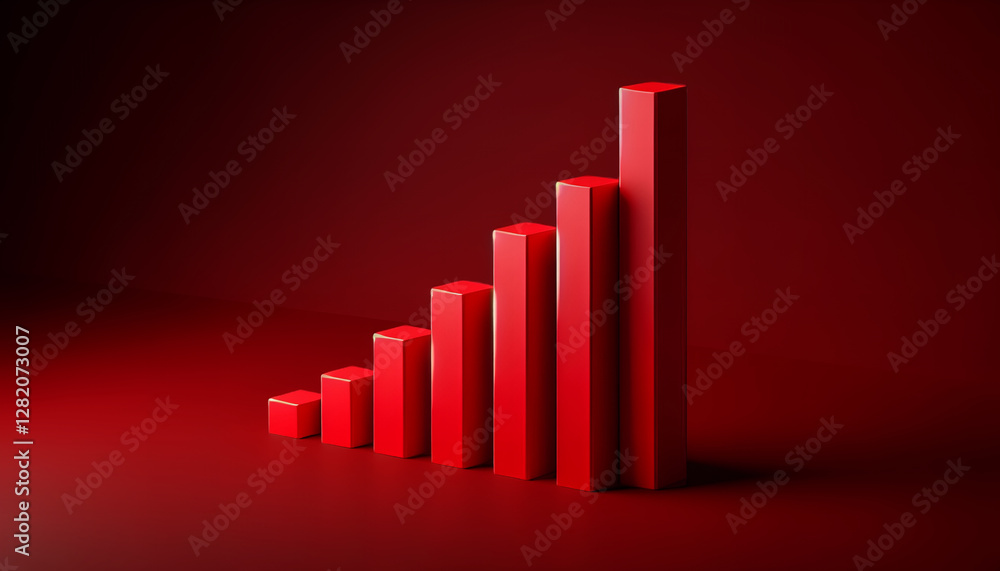 A series of ascending red bars on a red background, representing growth or progress.