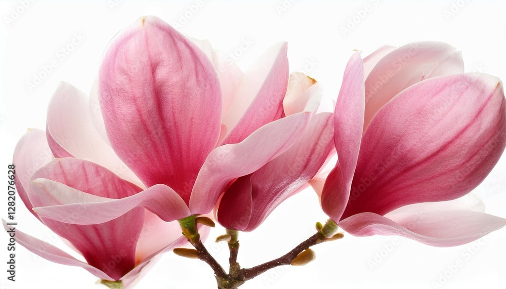 Obraz premium tender spring pink magnolia flowers isolated on white background